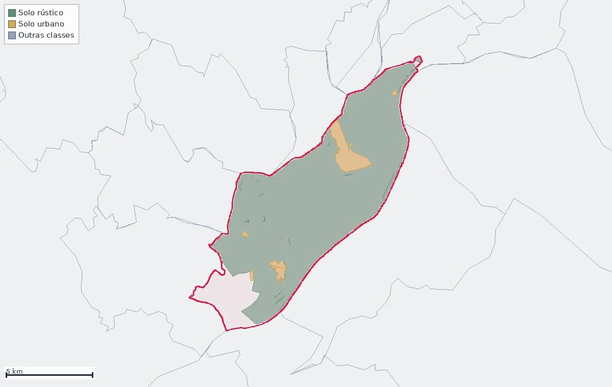 Land classification (rustic and urban) of Golegã, from the DGT Land Use and Occupation Chart (CRUS)
