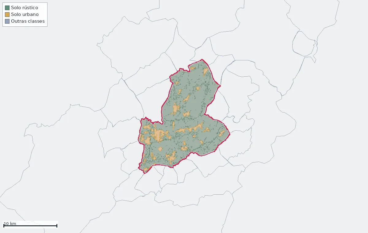 Land classification (rustic and urban) of Sátão, from the DGT Land Use and Occupation Chart (CRUS)