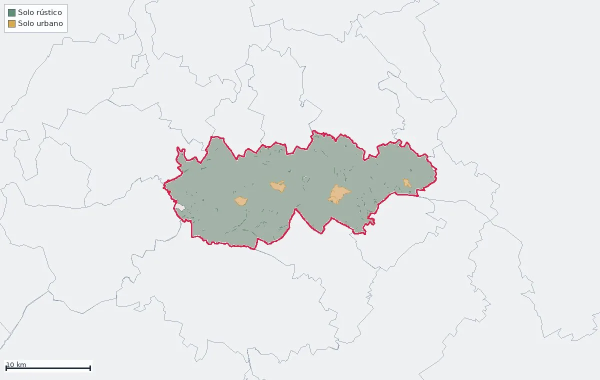 Land classification (rustic and urban) of Sousel, from the DGT Land Use and Occupation Chart (CRUS)